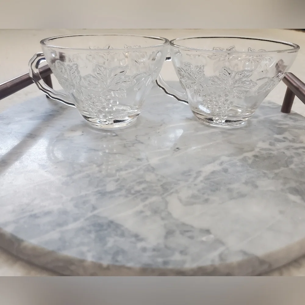 VINTAGE ANCHOR HOCKING GRAPE VINE 12 PC PUNCH BOWL_CUPS‎ BEVERAGE SERVICE SET.